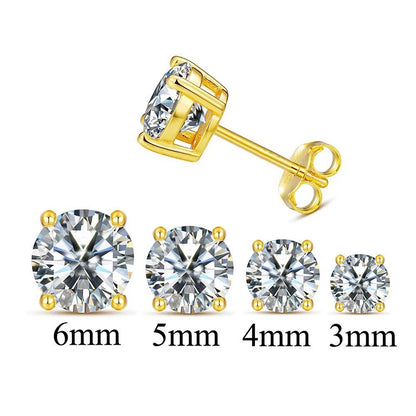 D Color Certified 0.1ct-2ct GRA Moissanite Stud Earrings Lab Created Diamond 925 Sterling Silver Gold Plated Wedding Jewelry