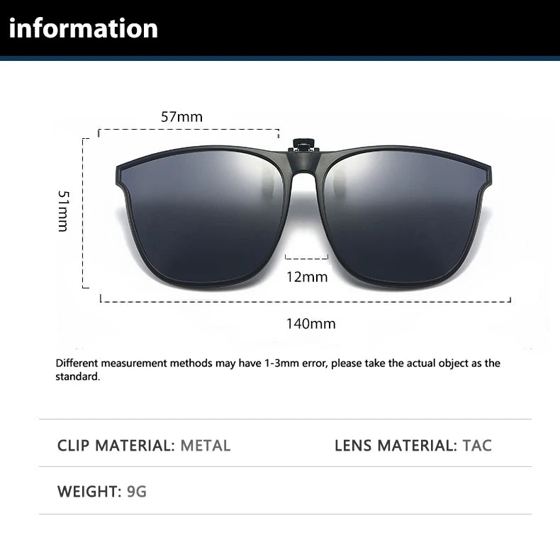 Polarized Clip On Sunglasses Men Car Driver Goggles Night Vision Glasses Anti Glare Vintage Square Glasses Oculos