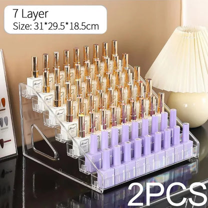 3/4/5/6/7 Layers Acrylic Nail Polish Display Rack Transparent Cosmetic Organizer Multi-layer Simple Mounting Rack Stand Holder