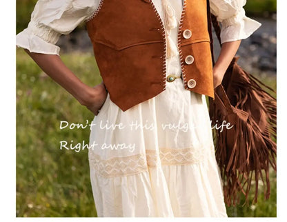 Fashion Women's Brown Button Vest Waistcoat
