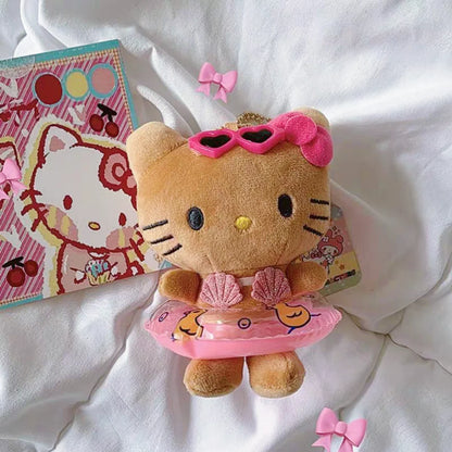 アニメ Sanrio Hello Kitty スイミングリング ぬいぐるみ キーチェーン ペンダント カートゥーン Kt キャット かわいい ビーチスタイル バックパック デコレーション ギフト