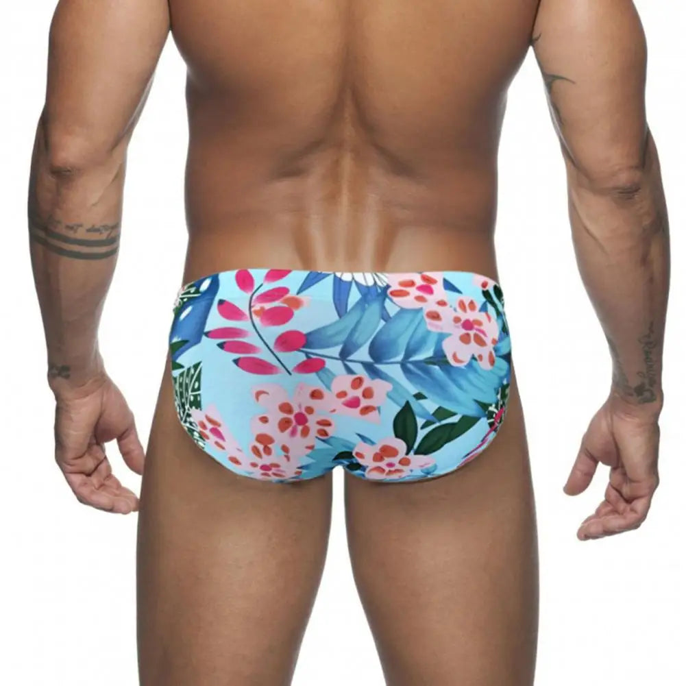 Sexy Floral Print Swimwear Men Beach Shorts Board Surfing Shorts Swimming Trunks Push Up Pad Men Swimsuits Sunga Bathing Suits