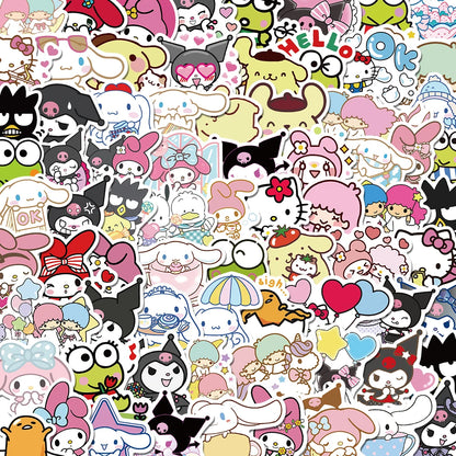 50/100PCS Sanrio Mix Stickers Hello Kitty Kulomi Waterproof Graffiti Phone Laptop Luggage Guitar Notebook Stickers Kids Toys