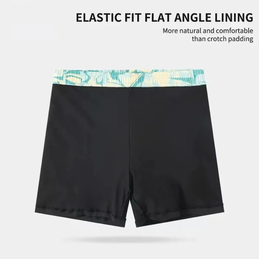 L-5XL Men's Swimming Trunks Swimsuit Printing Beach Pants Quick Drying Breathable Adult Double Layered Swimming Trunks Sports