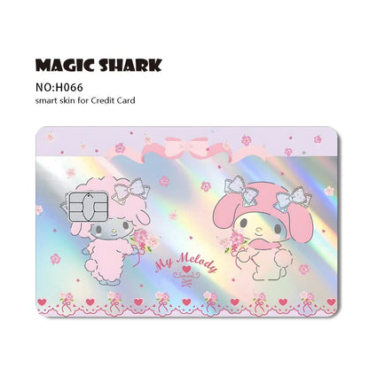 Hot Sale Hello Kitty Kuromi Holographic Laser Shinny Film Skin Cover Sticker for Debit Credit Card Bank Card