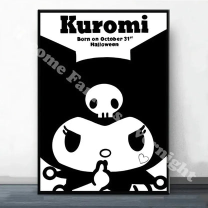 MINISO Sanrio Kuromi Poster Painting Wall Pictures For Living Room Decor Sticker