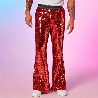 2025 Summer New Men's Luxury Casual Pant Fashion Singer Bar KTV Stage Performance Loose Breathable Silver Trousers