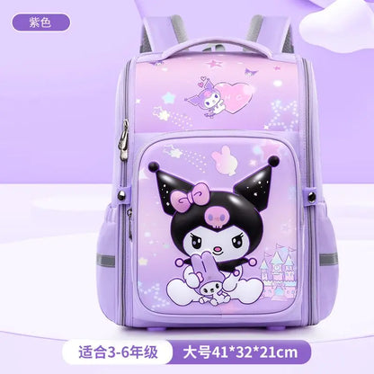 Sanrio Kuromi Melody Kt Primary School Students Girl Boy Children School Bag Large Capacity Backpack Cute Animation Pattern