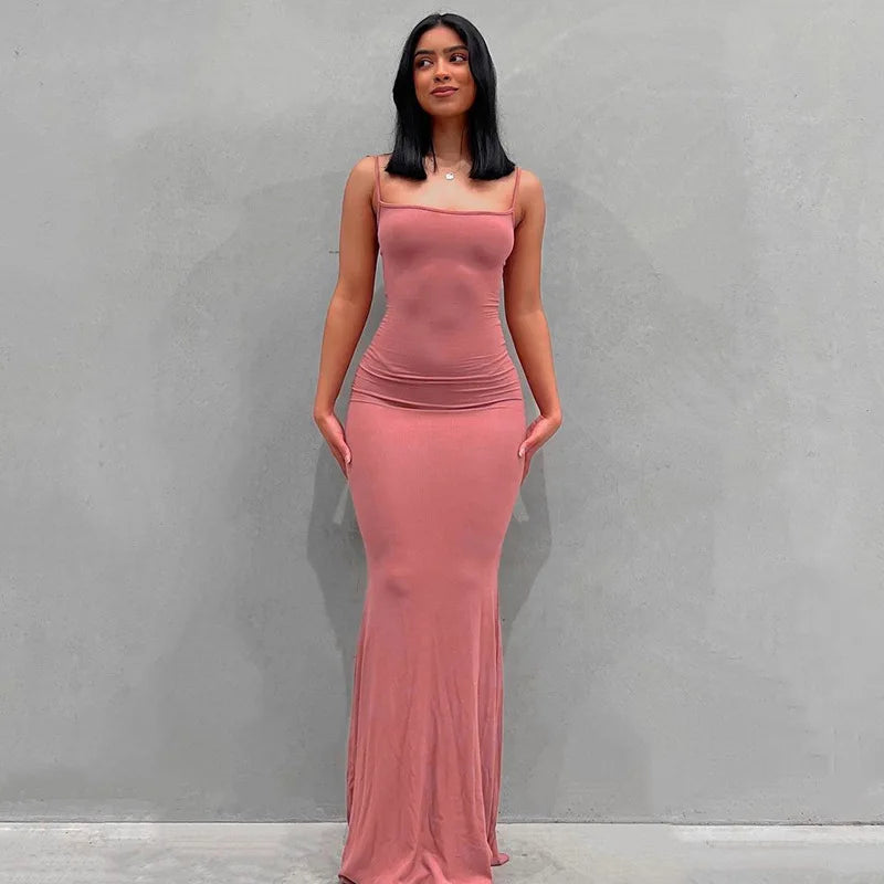 Satin Slip Sleeveless Backless Maxi Dress Women 2025 Y2K Summer Bodycon Elegant Sexy Outfits Ladies Birthday Party Club Sundress