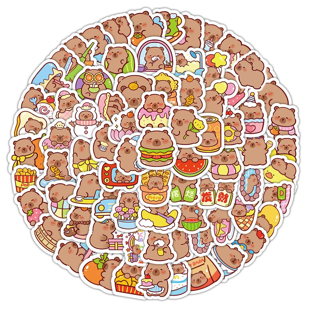 10/30/50/100枚 かわいいおもしろカピバラ MEME ステッカー かわいい動物デカールデコレーション DIY ノートブック ノートパソコン 荷物 PVCステッカー 子供用