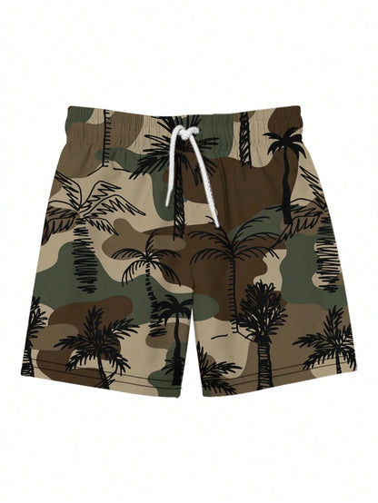 2025 Summer Beach Shorts Camouflage 3D Printed Hawaiian Vacation Style Men's Casual Board Shorts Swim Breathable Tactical Shorts