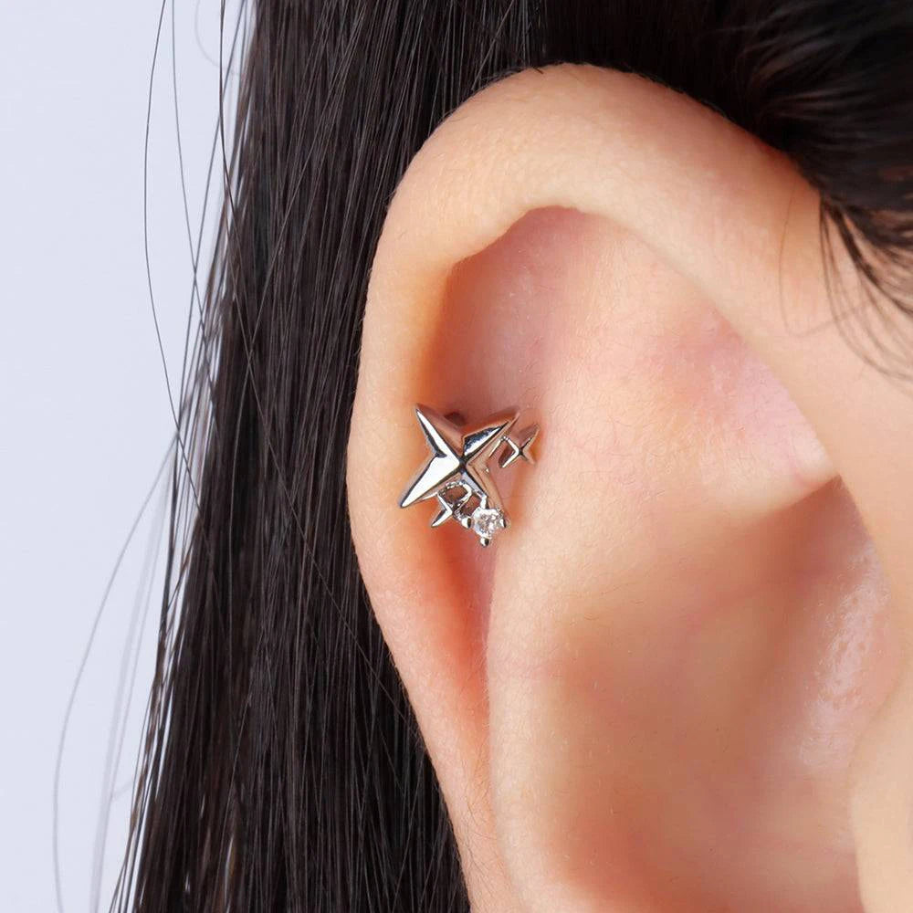 Aide 925 Sterling Silver 1pc Geometry Multi Piercing Stud Earrings For Women K Gold Simple Elegant Tassel Jewelry Gift Pendiente