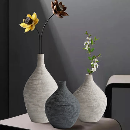 白い陶器の花瓶 家庭用装飾 北欧風 高級 細口 植木鉢 リビングルーム インテリア オフィス デスクトップ 装飾 ギフト