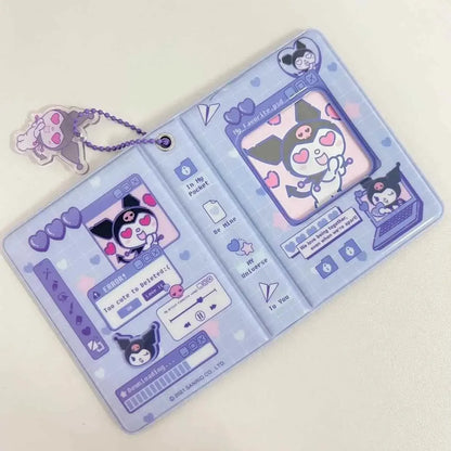 3Inch Sanrio Hello Kitty Photo Album Card Kawaii Kuromi Cinnamoroll Melody Card Storage Holder Cards Collect Mini Toys Gifts