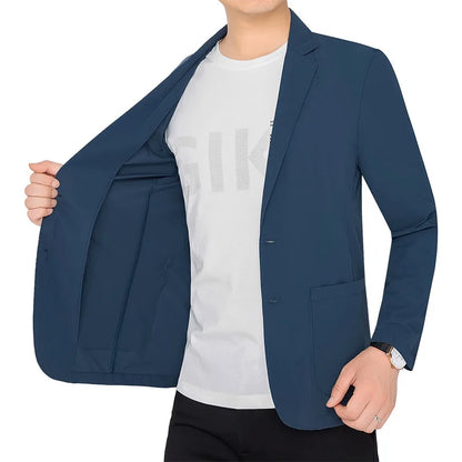 新作夏用男性用薄手日焼け止めブレザージャケット 高品質メンズ通気性速乾ブレザーコート メンズビジネスカジュアルスーツコート