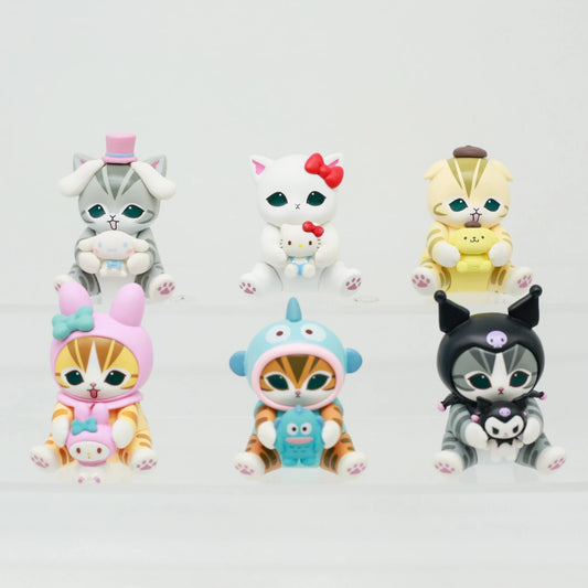 Sanrio Characters Mofusands Blind Box Toy Cat Cosplay Hangyodon Hello Kitty Kuromi Cinnamoroll Collect Figure Desk Car Decor