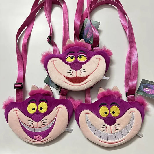 Miniso & Disney Alice In Wonderland Peripheral Accessories Kawaii Cheshire Cat Plush Cute Crossbody Bag for Girl Shoulder Bag