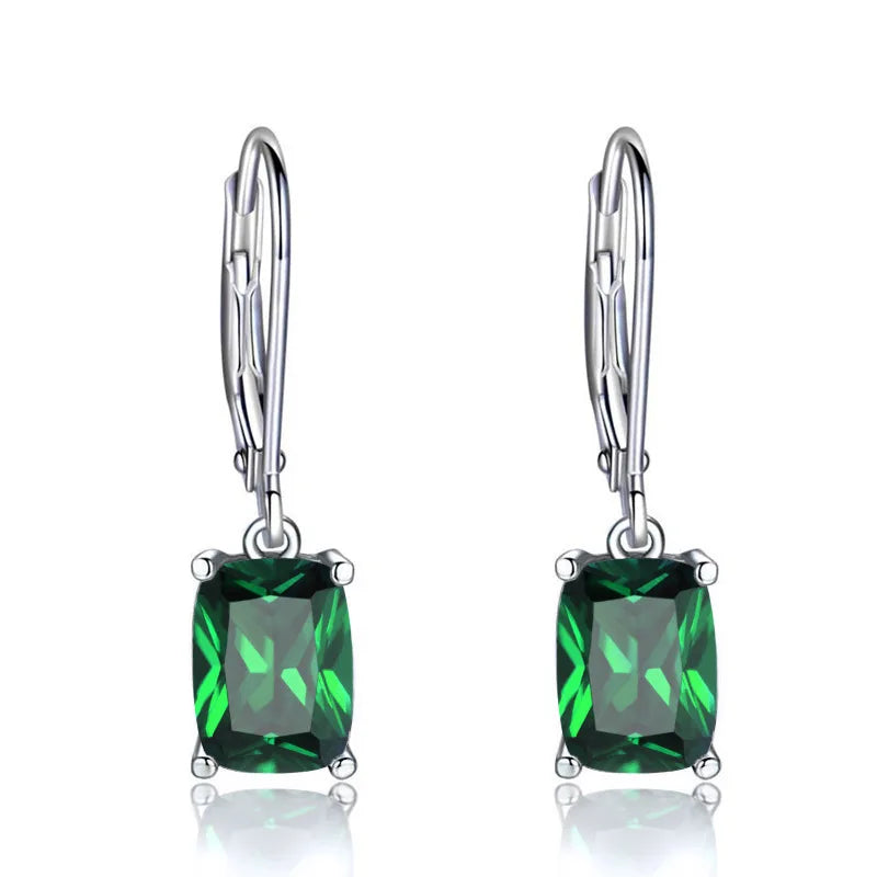 Valuable Lab Emerald Diamond Dangle Earring Jewelry 925 Sterling silver Party Wedding Drop Earrings for Women Engagement Gift