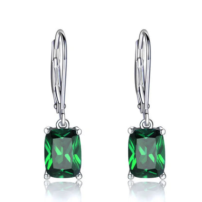 Valuable Lab Emerald Diamond Dangle Earring Jewelry 925 Sterling silver Party Wedding Drop Earrings for Women Engagement Gift