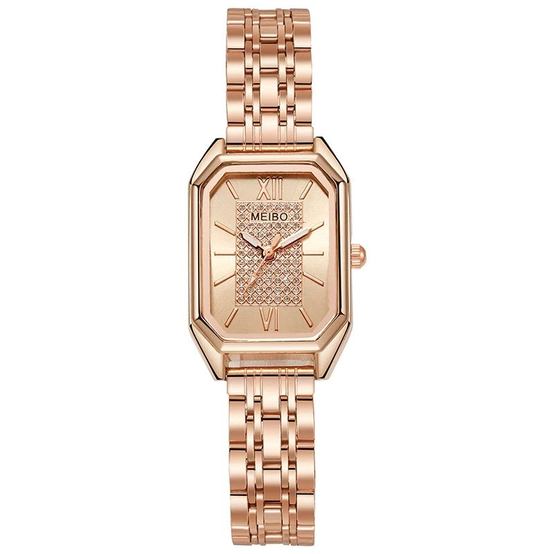 高級レディース腕時計 ファッション 長方形 レディース スチールバンド クォーツ腕時計 Reloj Mujer Relogio Feminino 女の子用時計 ギフト