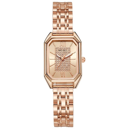 高級レディース腕時計 ファッション 長方形 レディース スチールバンド クォーツ腕時計 Reloj Mujer Relogio Feminino 女の子用時計 ギフト