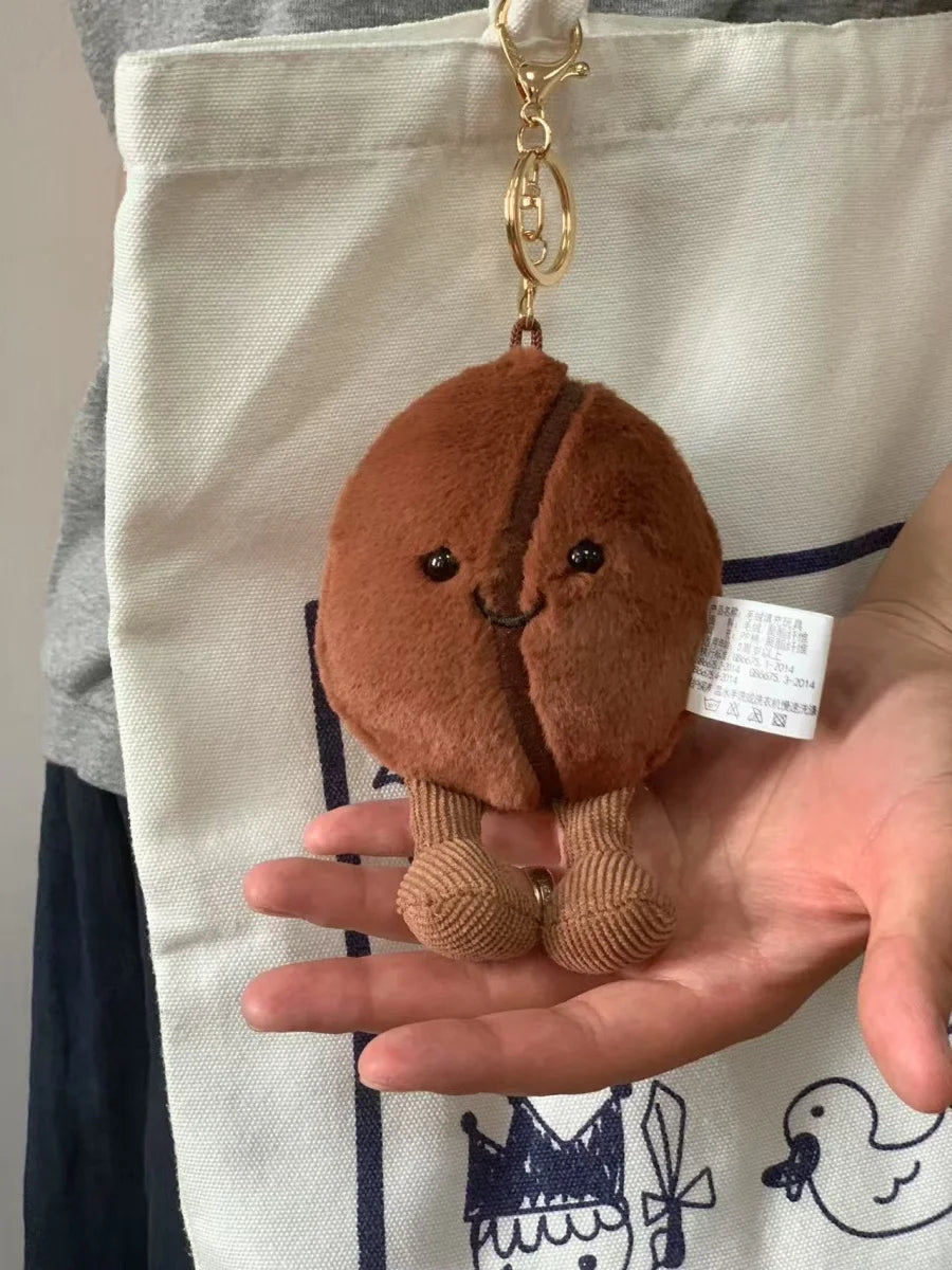 Jellycat コーヒー豆バッグペンダント 漫画ぬいぐるみ 笑顔のコーヒーフードぬいぐるみ かわいいキーチェーン ソフトドール 誕生日プレゼント 女の子