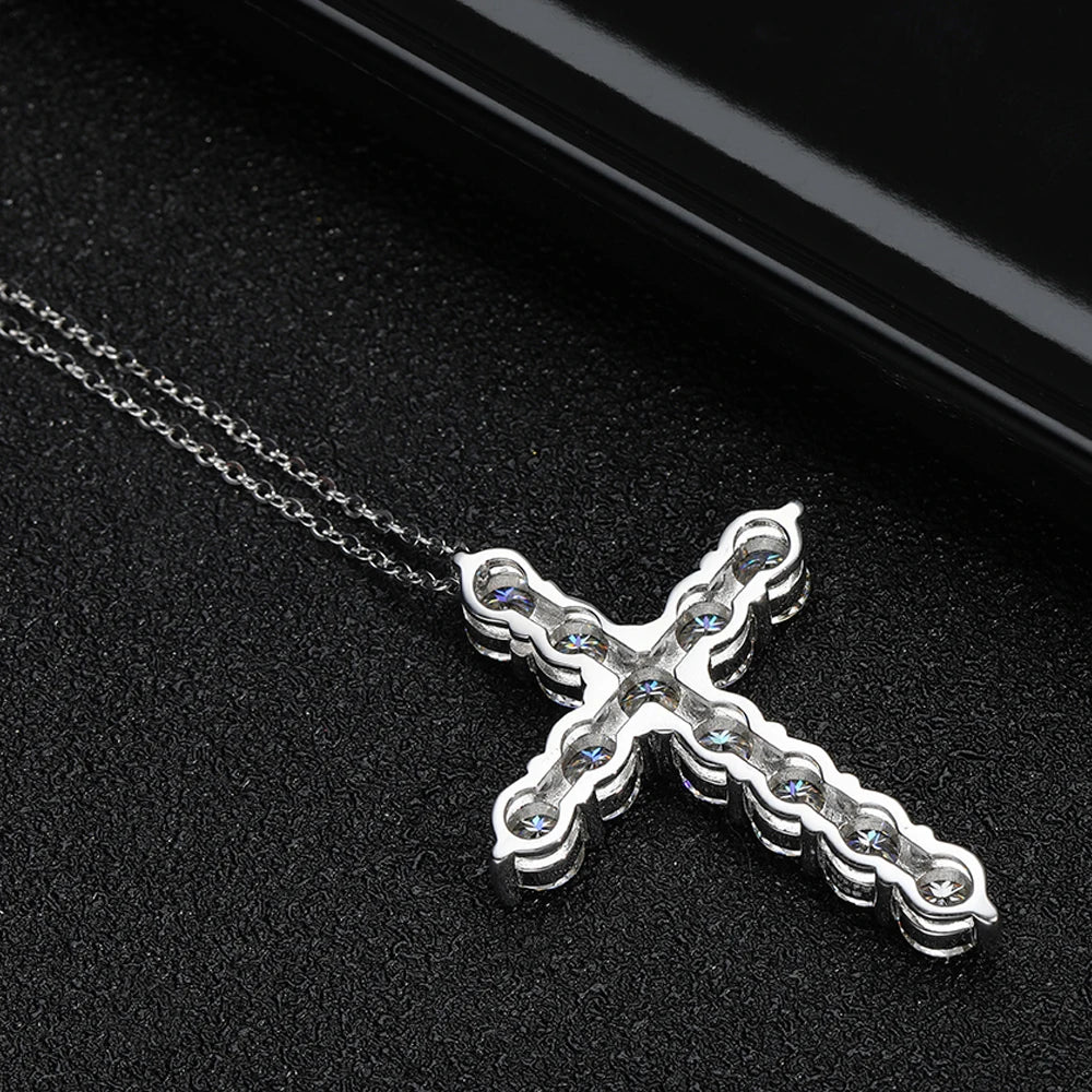 3mm 4mm 5mm モアサナイト クロス ネックレス GRA認定 S925シルバー ジーザス ペンダント ネックチェーン レディース エンゲージメント ブライダル ファインジュエリー