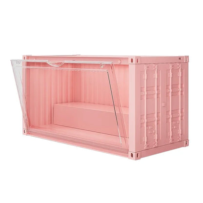 35x17x19cm Cool Large Storage Box Display Sound-activated Lamp Container Rack Cabinet PP Material Bubble Mat Doll Display Box