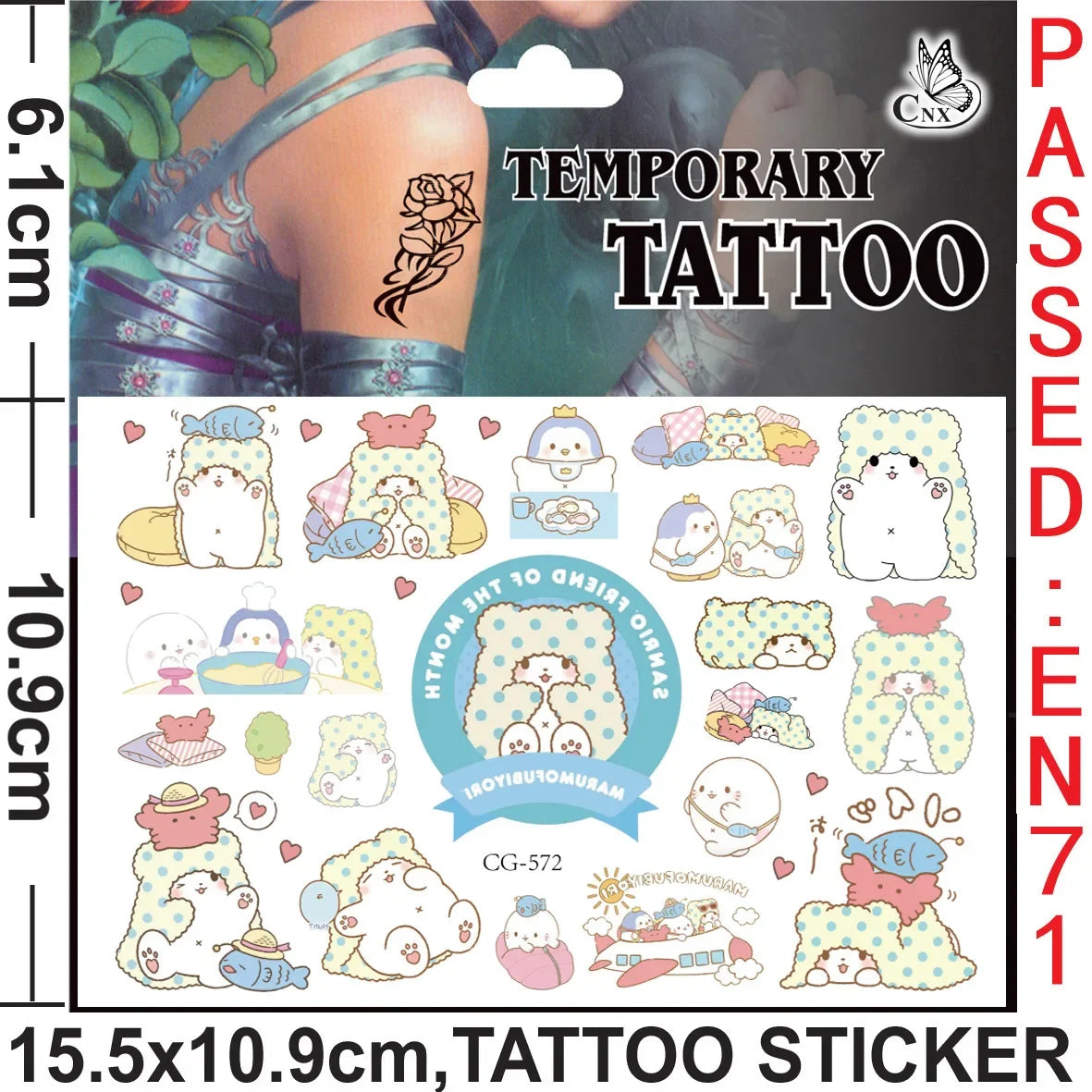 Sanrio series Tattoo Stickers Waterproof Cute Sticker Anime Birthday Party Supplies Decoration For Kids Women Men Gift