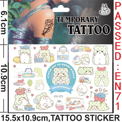 Sanrio series Tattoo Stickers Waterproof Cute Sticker Anime Birthday Party Supplies Decoration For Kids Women Men Gift