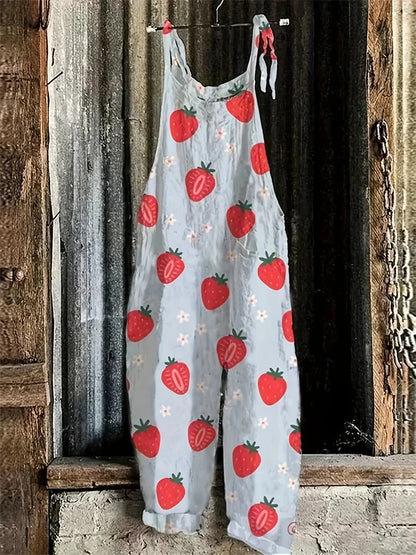 New Women's Jumpsuit Summer Clothing Sleeveless Lace-Up Casual Loose Wide-Leg Pants Women's Jumpsuits Plus Size Womens Bib Pants