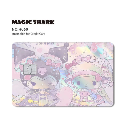 ホットセール Hello Kitty Kuromi ホログラフィックレーザー光沢フィルムスキンカバーステッカー（デビット・クレジットカード・銀行カード用）