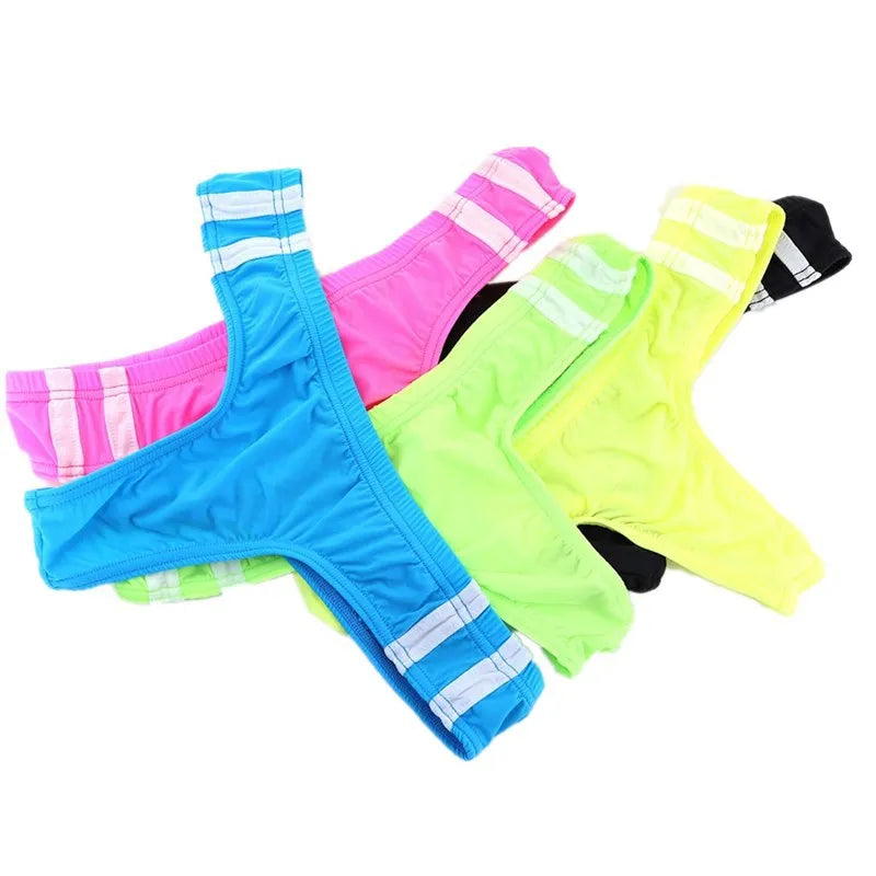 Sexy Men's T Pants Thin Breathable High Elasticity Bikini Ice Silk Men's Thong U Convex Antibacterial jockstrap thongs