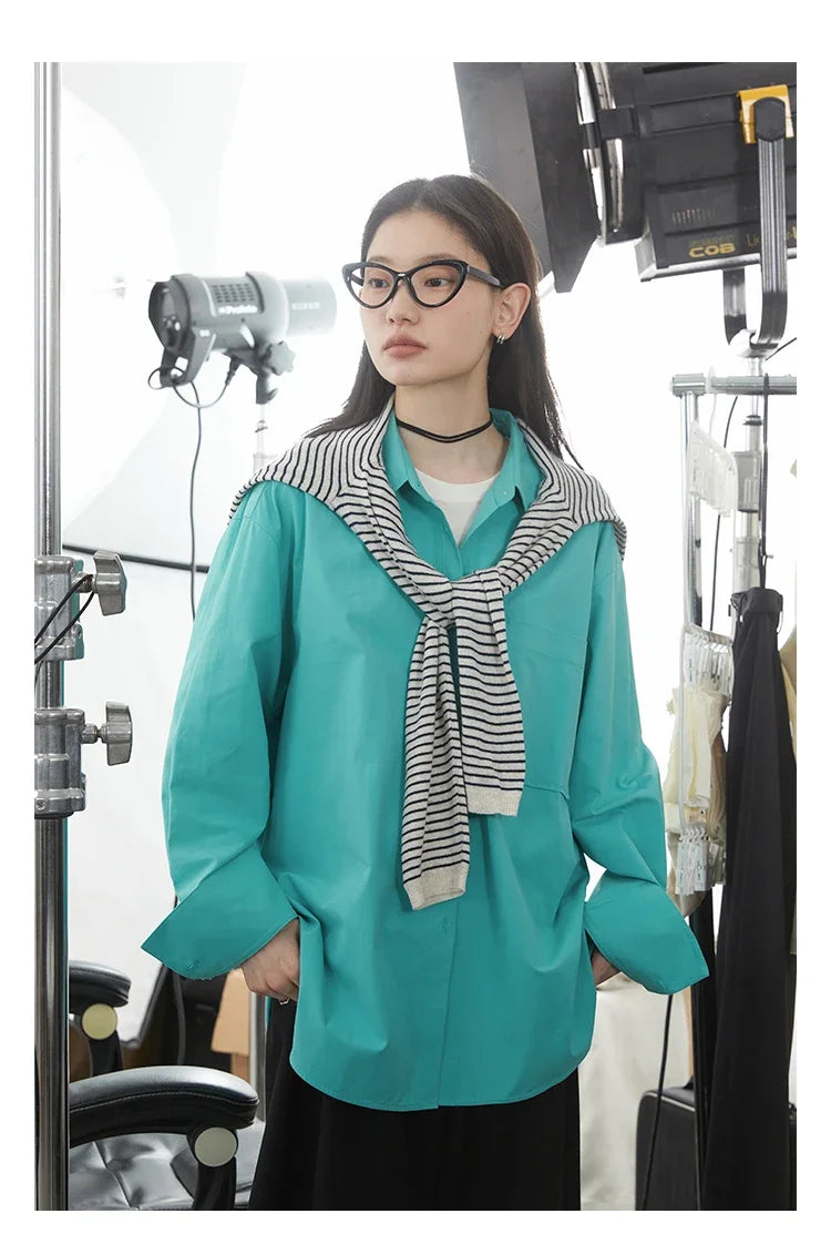 CHIC VEN Women Shirts Solid Long Sleeve Loose Single Breasted Female Blouses Woman Cotton Spring Summer 2025 Clothing