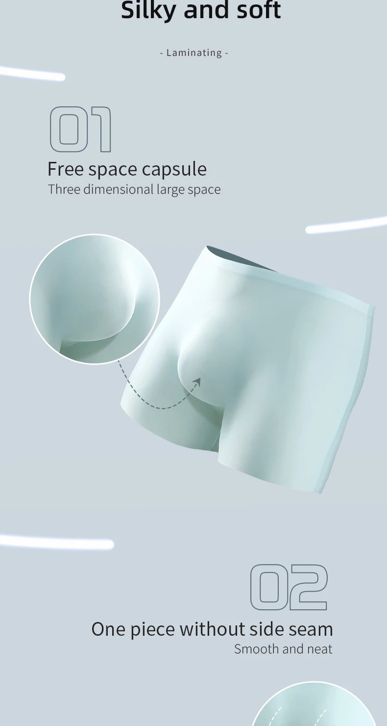 Men's Underwear Men's 3D Stamping Ice Silk Boxers Seamless Thin Boxers Lengthened Sports Summer Short Shorts Head