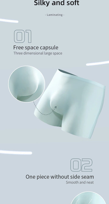 Men's Underwear Men's 3D Stamping Ice Silk Boxers Seamless Thin Boxers Lengthened Sports Summer Short Shorts Head