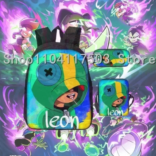 Anime Figures 3Pcs Backpack Set Kawaii Schoolbag Cartoon Mochila Anime Large Capacity 16 inch Bags Birthday Gifts
