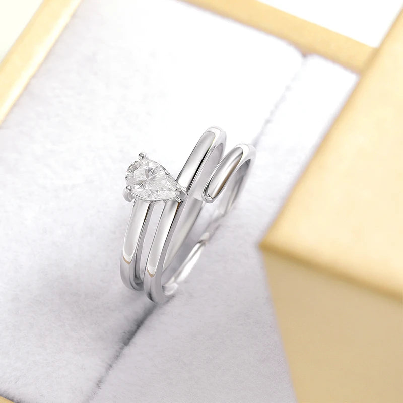 Smyoue認定 0.5CT 本物モアサナイト ソリティアリング レディース用 スターリングシルバー925 18Kメッキ ラボダイヤモンド 女性用テイルリング