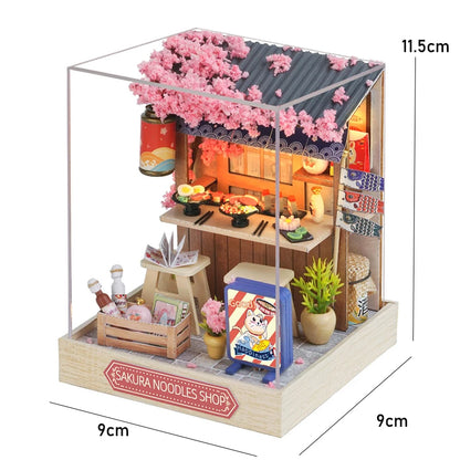 木製ミニチュアドールハウス DIY 小さな家キット 3Dパズル 組み立て式ハウス 家具 おもちゃ 子供の誕生日プレゼント