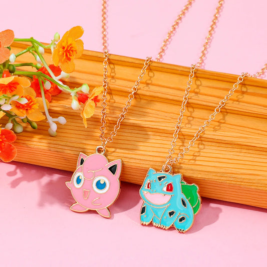 Anime Characters Pokémon Necklace Jigglypuff Pendant Neck Chain Girl Accessories Cartoon Squirtle Boy Girl Necklace
