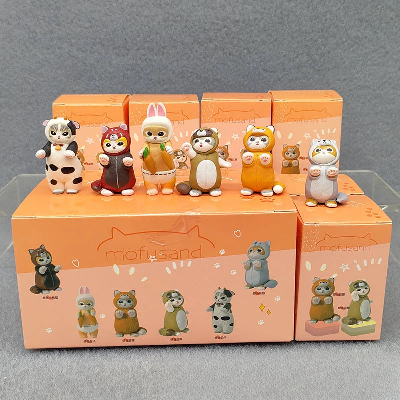4cm Mofu 猫 サンズ アクションフィギュア コレクションセット 動物ヘッドギア人形 かわいい PVCモデル デスクトップ装飾 工芸品 ギフト おもちゃ
