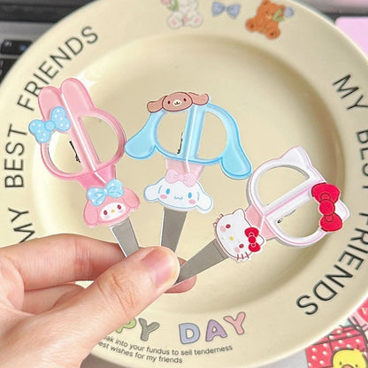Sanrio Kawaii Hello Kitty Small Scissors Hairpin Cartoon Cinnamoroll My Melody Kuromi Pochacco Bangs Clip Sweet Girls Hair Clips