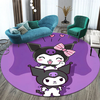 Sanrio Kuromi Printed Pattern Circular Carpet,Bedroom Decorative Rug,Use Non-slip Floor in Living Room,Bathroom,Kitchen,Door Mat