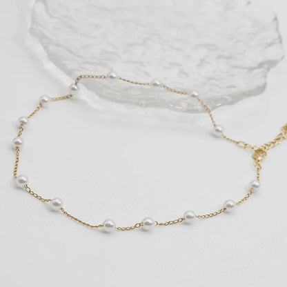 Beads Women's Neck Chain Kpop Pearl Lace Gold Color Goth Choker Jewelry On The Pendant 2024 Collar For Girl