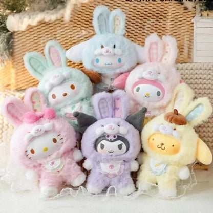 Sanrio Plush Fairy Rabbit Baby Series Cute Collectible Figurine Melody Kuromi Hellokitty Cinnamoroll Anime Doll Toys Gifts