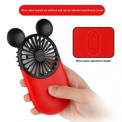 Kawaii Disney Mickey Mouse Handheld Fan Cartoon Usb Charging Small Fan Mini Portable Pocket Handheld Fan Led Light Birthday Gift