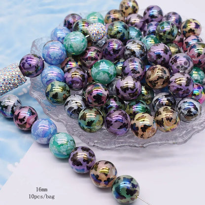 10pcs/bag Acrylic Beads Fashion Hand Drawn Cartoon Painting Loose Beaded DIY Handmade DIY Bracelets Mobile phone chain Bead Pen