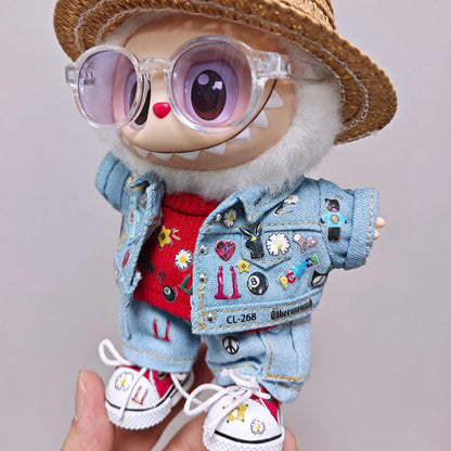 Labubuキッズ服用高品質15cm - 17cm西洋デニム服と靴セット Labubuユニバーサル服