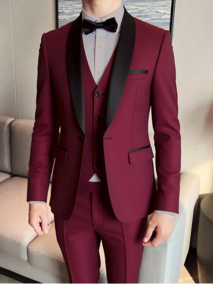 3 Piece Suit Jacket Vest Trousers/Fashion Men's Casual High Quality Business Slim Groom Wedding Formal Suit Jacket Trousers