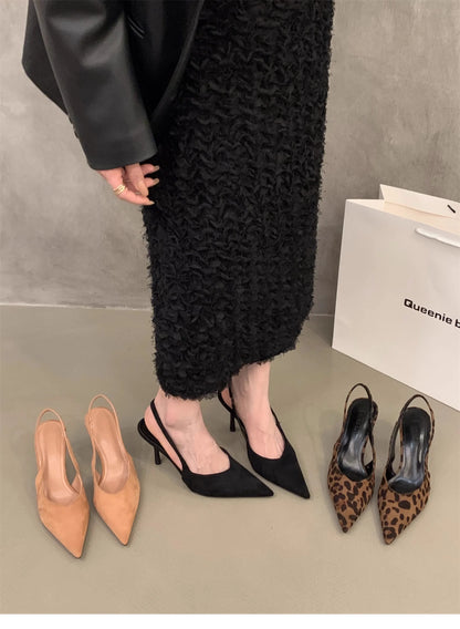 Women High Heels 2025 Summer New Fashion Pointed Toed Pumps Female Stiletto Slingback Shallow Weddings Bridal Shoes Zapatos